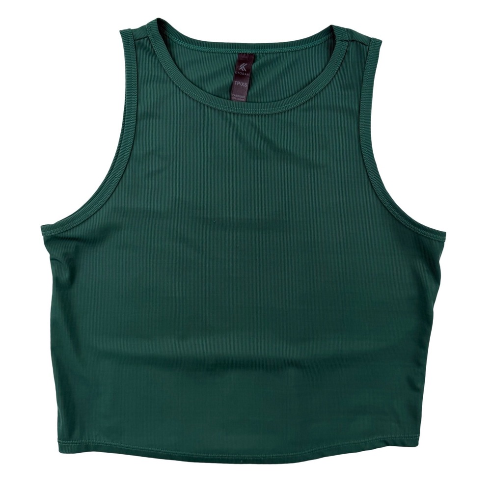 Kyodan Womens Forest Green‎ Ribbed High Neck Tank Top XS Activewear Gorpcore